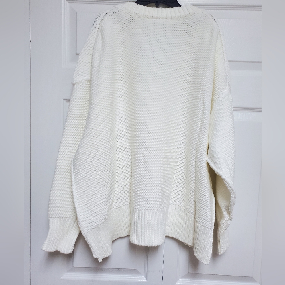 Free People Alli V-Neck Sweater/Optic Whitey6 - Picture 11 of 16